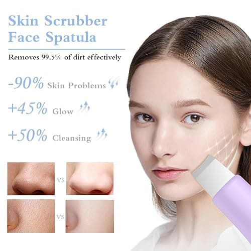 Skin Scrubber Face Spatula Skin Spatula Pore Cleaner Blackhead Remover Tools for Facial Deep Cleansing Skin Care Tool for Men and Women (Purple) thumbnail 3