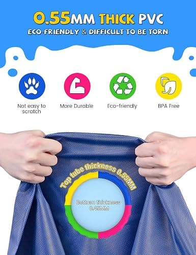 VISTOP Non-Slip Splash Pad for Kids and Dog, Thicken Sprinkler Pool Summer Outdoor Water Toys - Fun Backyard Fountain Play Mat for Baby Girls Boys Children or Pet Dog (59 inch, Red&Yellow&Green&Blue) thumbnail 2