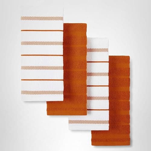 KitchenAid Albany Kitchen Towel 4-Pack Set, Honey Orange/White, 16"x26" thumbnail 5