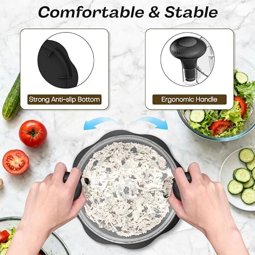 Ukeetap 10'' Pro Chicken Shredder Tool Twist Large for Kitchen, BPA-Free Food-Safe Meat Grinder, Visible Chicken Breast Meat Shredder with Strong Anti-Slip Bottom & Ergonomic Handle, Black thumbnail 4