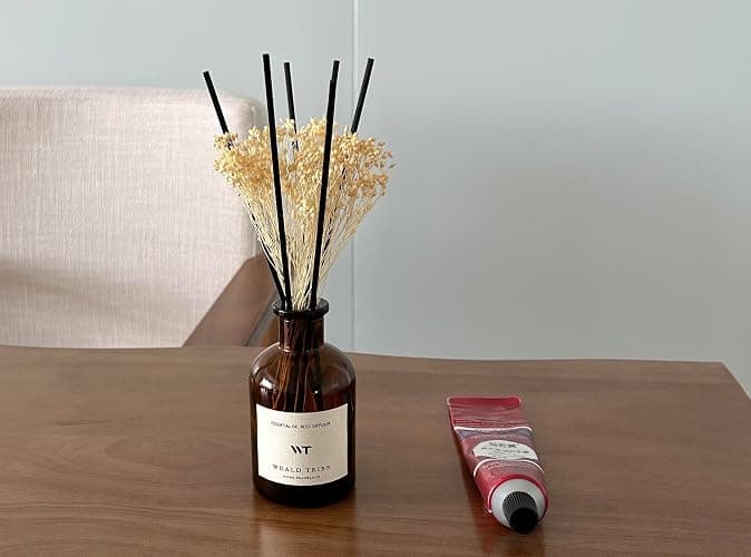 WEALD TRIBE Reed Diffuser Set for Bathroom Air Fresheners, Oil Diffuser Sticks | White Jasmine Scent 4.0 fl oz Home Fragrance with Sticks Defusers | House Bedroom Office Shelf Decor thumbnail 4