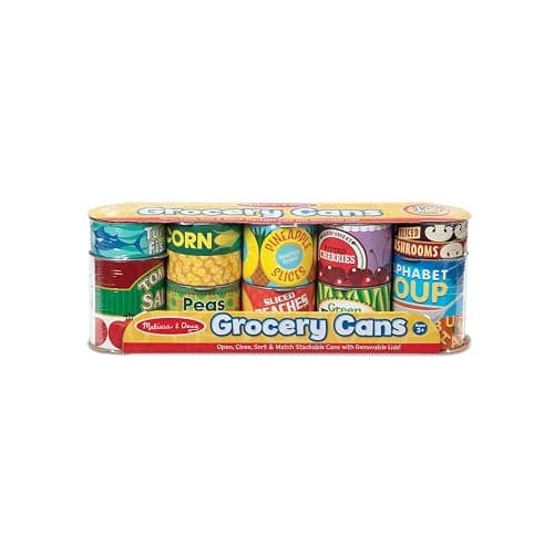 Melissa & Doug Let's Play House, 10 Grocery Cans with Removable Lids, Toy Food & Play Kitchen Accessories, Preschool Learning Toys for Girls & Boys 3+ thumbnail 6