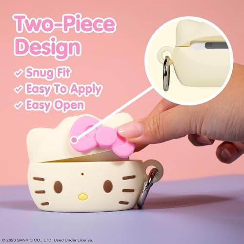 iFace x Hello Kitty and Friends Case [ Compatible with AirPods Pro 2 ][Steamed Bun Series] Silicone Protective Cover [Carabiner Clip Included] [Wireless Charging Compatible] – Hello Kitty thumbnail 3