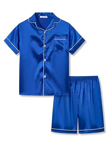 Tebbis Satin Pajamas for Girls - Baby Pink Cute Silky Summer Shorts Soft PJ Set Size 6/7-16 - Image 1