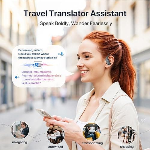 AI Translation Earbuds Real-Time : 144 Languages, Offline Mode, Noise Canceling, 60 Hours Battery - Seamless Translator Headphones for Travel Business Learning, iOS & Android Support thumbnail 3
