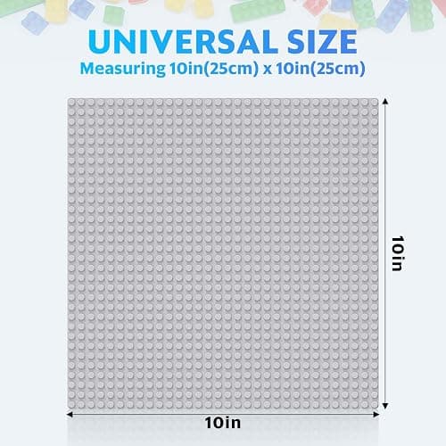 Pokiiulk Classic Baseplates Building Plates-Pack of 10 Large 10" x 10" Building Bricks Compatible with All Major Brands,Perfect STEM Gift for Builders Age 3+,Grey thumbnail 3
