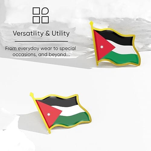 Jordanian Flag Lapel Pin - Enamel Metal National Badge | World Travel Souvenir Gifts for Men & Women | Country Flag Patriotic Brooch Bulk Pack of Pins for Hat, Tie, Clothes, Backpack (1pc) thumbnail 5