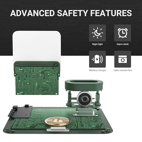 Wireless Charging Station, iPhone 3 in 1 Fast 15W Wireless Charger with Alarm Clock and Night Light, Charging Dock for iPhone 12/13/14/15/16 Pro/Pro Max, Samsung, AirPods - GREEN thumbnail 6