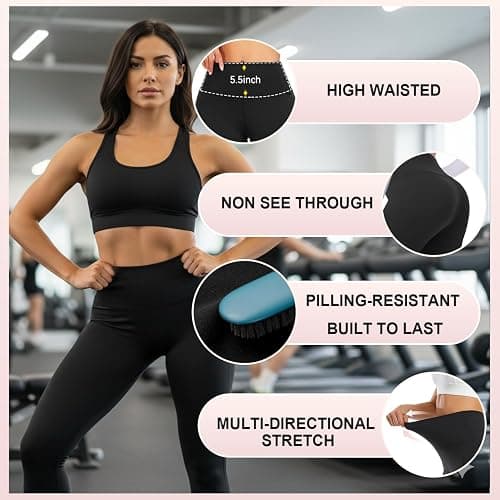 3 Pack High Waisted Leggings for Women- Full Length Capri Black Buttery Soft Tummy Control Yoga Pants for Workout Athletic thumbnail 5