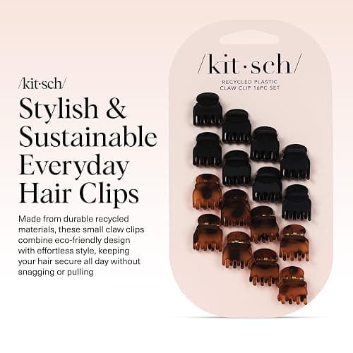 Kitsch Small Hair Clips for Women, Recycled Plastic Small Claw Clips & Mini Claw Clips for Hair, Mini Hair Clips for Thin Hair, Stays In Place Without Pulling or Snagging, Durable & Sturdy Plastic, Ideal Gifts for Women - 16 pcs (Tortoise & Black) thumbnail 8