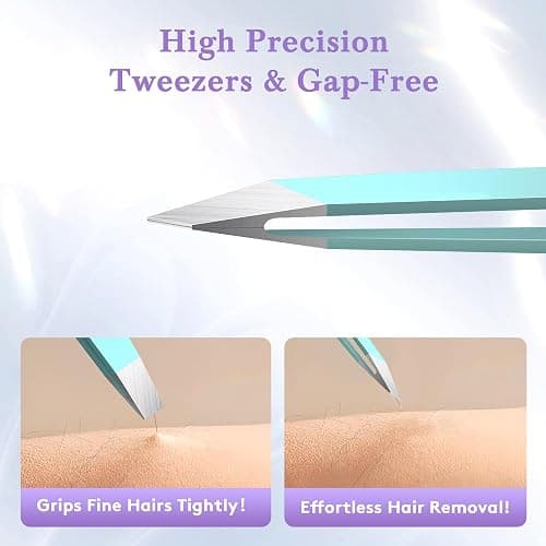 BEDACE Tweezers for Women and Men Facial Hair,Thickened 430 Stainless Steel High Precision and Comfort Slant point Flat Hook tweezer for Eyebrows Ingrown Hair thumbnail 5