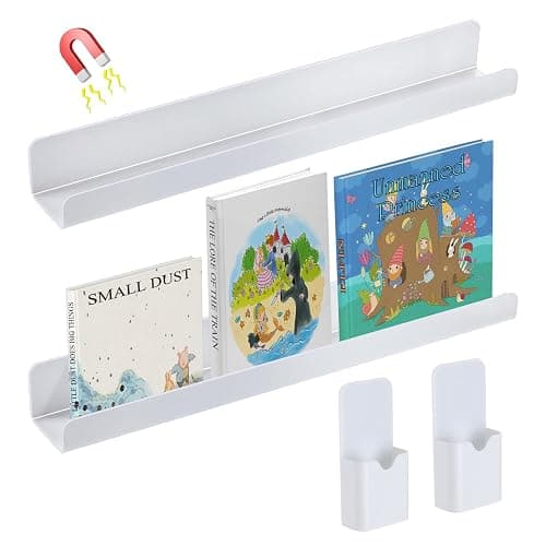 Apipi 17" Acrylic Magnetic Book Shelf & Pen Holder Sets for Whiteboard | White Board Accessories, Classroom Must Haves, Stable Books Display Shelves, Teacher Essentials, Holds up to 8 lbs, White - Image 1
