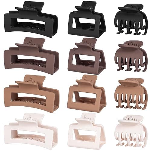 3 Styles Hair Clips for Women, 12 PCS Claw Clips for Thin Thick Hair, Small Medium Big Hair Clips Set - Image 1