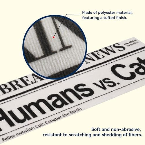 BNEKOLISM Wall Cat Scratcher for Indoor Cats - Reusable & Damage-Free Wall-Mounted Fabric Scratching, DIY for Furniture and Wall Protection (11.81''x31.50'', Humans vs Cats in a Battle) thumbnail 4