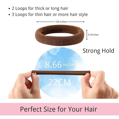 LuSeren 120 Pcs No Damage Hair Ties for Thick Hair, Large Soft Seamless Nylon Hair Elastics for Women, Ponytail Holders, Hair Accessories – brown thumbnail 2