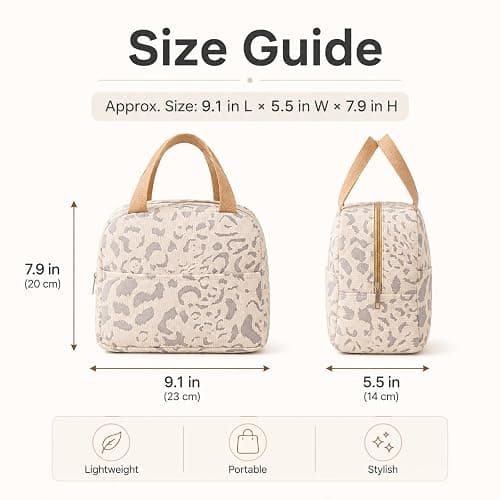 Geiruiou Beige Insulated Lunch Bag For Women, Small Lunch Box Tote | Compact insulated lunch tote, for work, office, gym, picnic and weekend travel, Beige color option thumbnail 2