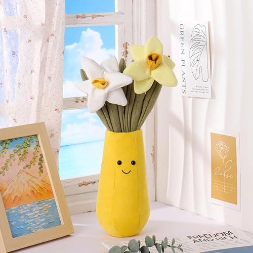 Apricot Lamb Potted Flower Daffodil Narcissus Vase Plant Stuffed Animals thumbnail 2