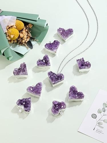 Jovivi Natural Amethyst Cluster Crystal Necklace for Women Men,Irregular Raw Rough Amethyst Quartz Stone Pendant Necklace Jewelry for Spiritual Reiki Healing,Beauty, Love and Positive Energy thumbnail 7