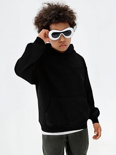 RICK TOP ONE Essentials Unisex Solid Basic Fleece Loose Hoodie Cotton Baggy Sweatshirt Long Sleeve Drop Shoulder Pullovers thumbnail 5
