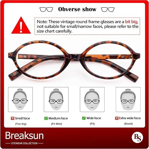 Breaksun Fashion Oval Glasses for Women Men Retro Round Tortoise Frame Blue Light Glasses Nerd Eyeglasses thumbnail 5