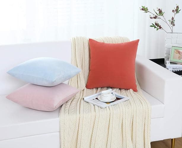 Jeneoo Comfy Soft Velvet Couch Throw Pillow Covers Decorative Solid Square Cushion Cases for Bedroom Sofa Car Decor (Baby Blue, 18 x 18 Inches, 2 Pieces) thumbnail 6