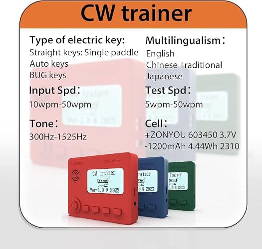 Mini CW Trainer Morse Code Trainer with Display, Moore Simo Wales Code Shortwave Radio Telegraph Key Car Key Learning CW Radio for Telegraph Practice with Charging Cable(Green) thumbnail 5