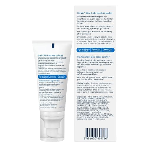 CeraVe Ultra-Light Moisturizing Gel Cream, Lightweight Face Moisturizer with Ceramides, Niacinamide & Hyaluronic Acid. Oil Free, Fast Absorbing and Fragrance-Free, Dermatologist Recommended, 52 mL thumbnail 2