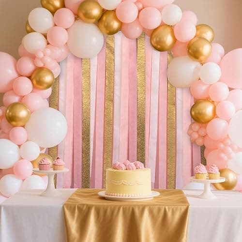 Riqiaqia Streamers Party Decorations,8 Rolls Pink Gold Crepe Paper Streamers for Wedding, Birthday, Bachelorette, Bridal Showerand Baby Shower Girl thumbnail 5