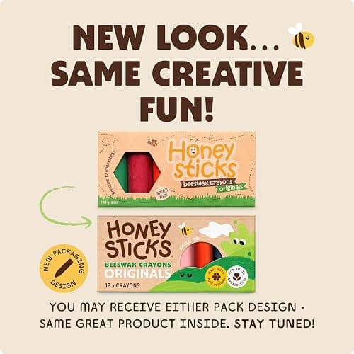 Honeysticks 100% Pure Beeswax Crayons (12 Pack) - Non Toxic Crayons for Toddlers 1-3, Safe for Baby from 1 Year Old Plus, Handmade with Natural Beeswax and Food-Grade Colors, Eco Friendly thumbnail 5