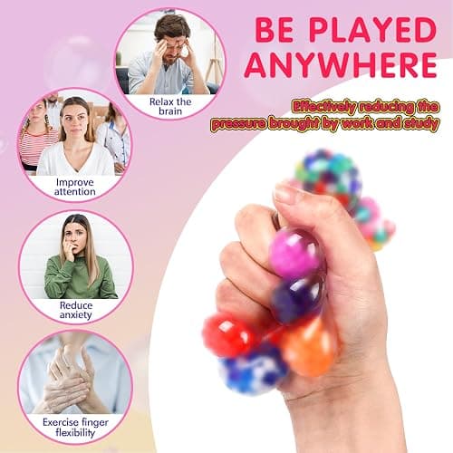 VISCOO 24 Pack Stress Balls, Squishy Ball, Squeeze Balls for Adults, Anti-Anxiety and Fidget Balls to Relax, Party Favors, Birthday Gifts, Goodie Bag Stuffers thumbnail 6