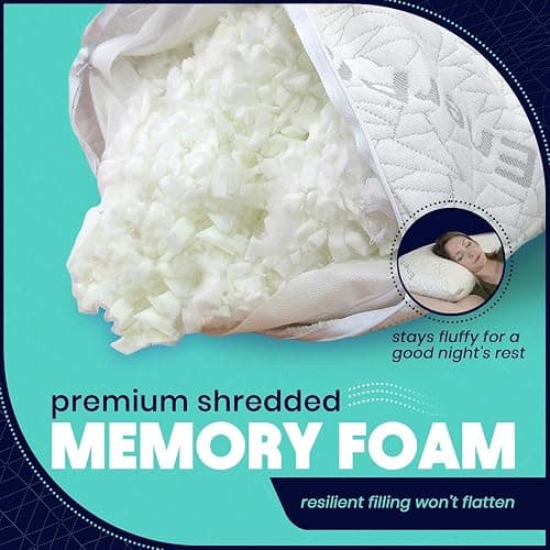 Ceciliec 54" x 20" Body Pillow, Adjustable Shredded Memory Foam Luxury Body Pillow, Machine Washable, Bamboo Cover, Cream thumbnail 5