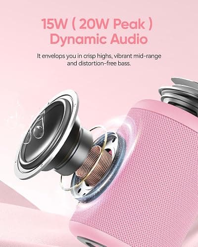 Portable Bluetooth Speaker with Lights, Stocking Stuffers, Powerful Crystal Clear Sound, IPX5 Waterproof, All Day Playtime, BT 5.3, TWS Paring, Small Wireless Speaker for Outdoor, White Elephant Gifts thumbnail 2