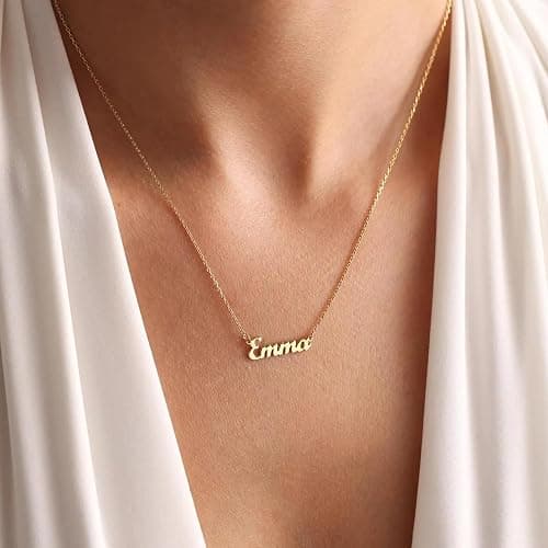 KUKULIKI Custom Tiny Name Necklaces for Women, 18k Gold Plated Delicate Name Necklace Personalized with Curb/Cable Chain, Dainty Birthday Jewelry Gifts for Mom thumbnail 6