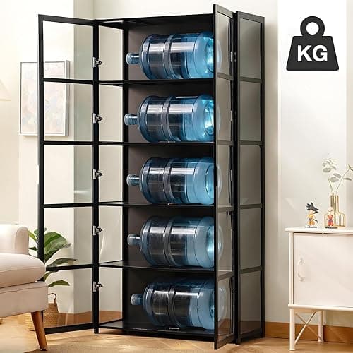 QOEUDD Display Cabinet with Acrylic Glass Door, 5 Tier Curio Display Case, Collectibles Toy Organizers Rack & Display Shelf, Kids Bookcase for Bedroom, Reading Nook, Toddler's Room, Bamboo thumbnail 6