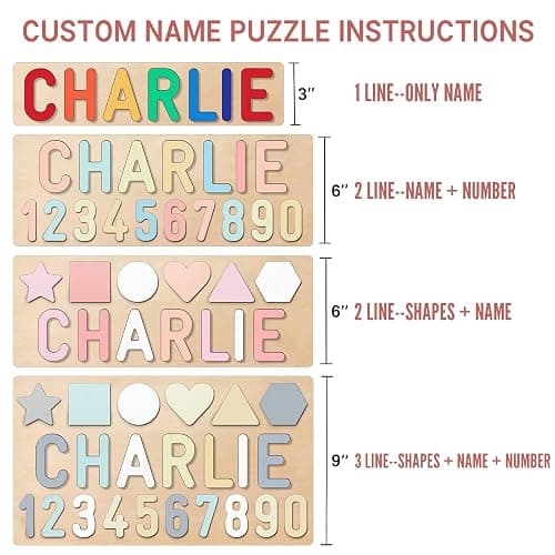 Personalized Name Puzzle for Kids, Custom Wooden Name Puzzles for Toddlers 1-3, 1st Birthday Gifts Girl Boy, Alphabet Number Puzzle with Engraved Text on Back, Baby Learning Toys thumbnail 5