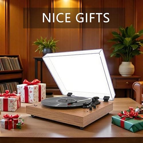 MPK Vintage Style 3 Speeds Wireless Input Record Player, Built-in Dual Premium Speakers,Belt Drive,RCA Output,Aux in,Fulll Size Platter Turntable, Yellow Wood thumbnail 9