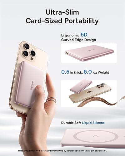 Baseus Picogo Magsafe Portable Charger, Qi2 Certified 0.5" Ultra Slim 15W Wireless Power Bank, 10000mAh 27W Fast Charging Magnetic Battery Pack with USB-C for iPhone 17/16/15/14/13/12 Series Only thumbnail 2