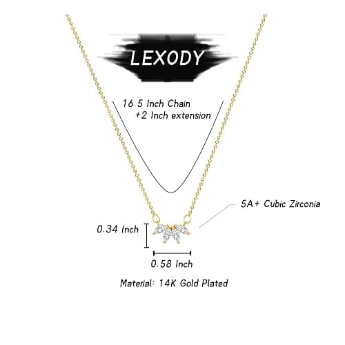 LEXODY Diamond Necklace for Women, Dainty 14k Gold Plated Flower Necklace | Simple CZ Leaf Pendant Choker Necklaces Trendy Non Tarnish Waterproof Chain Jewelry Gift thumbnail 5