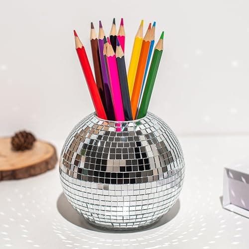 RGBDOT Silber Disco Ball Pen & Make-up Pinsel Organizer - 10,2 cm Schreibtischzubehör - Image 1