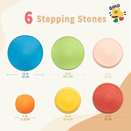 Oranmew Stepping Stones for Kids – Toddler Stepping Stones for Balance and Sensory Play, Non-Slip Indoor and Outdoor Balance Toys for Boys and Girls Age 3+, Stackable 6 Pcs Set thumbnail 7