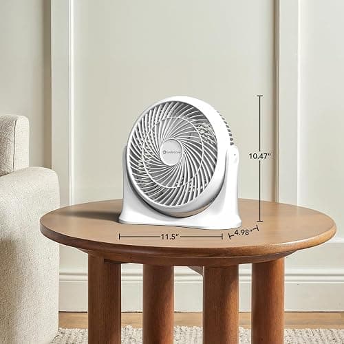 Comfort Zone 11-Inch High-Velocity Tabletop Air Circulator Fan, Quiet Personal Fan with 3 Speeds & 90° Adjustable Tilt – Portable Desk Fan for Home, Bedroom, or Office, White thumbnail 2