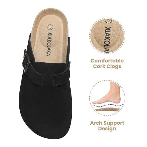 Xiakolaka Women's Suede Clogs Adjustable Buckle Slip on Footbed Home Clog Slippers thumbnail 2