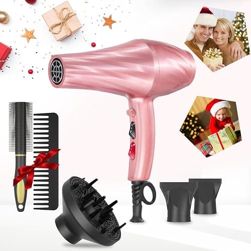 Ionic Hair Dryer,2400W Negative Ion Low Noise Hair Dryer Professional Fast Drying Hair Dryers with 2 Speeds, 3 Heat Settings, Cooling Button,with Diffuser for Curly and Straight Hair（Sakura Pink） thumbnail 7