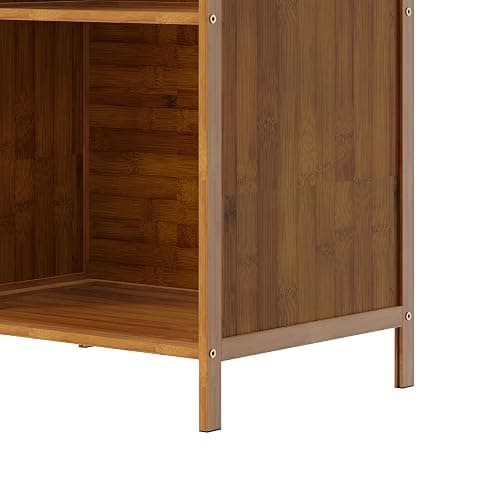 Warmiehomy 6-Tier Bookcase, 170cm Bamboo Bookshelf, Open Storage Shelf Freestanding, Wooden Shelving Unit Display Shelves for Living Room Bedroom Study Room Dinning Room (Rustic Brown) thumbnail 9