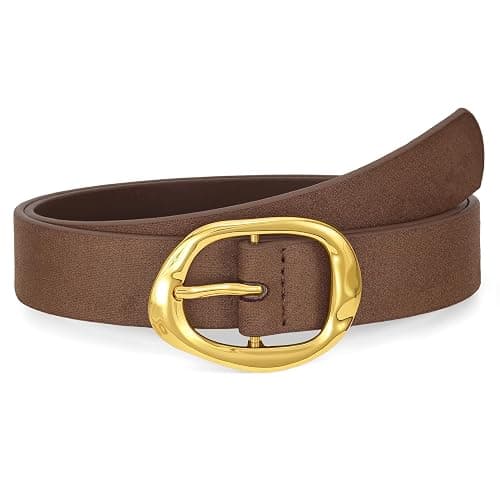 WHIPPY Leather Belt for Women Casual Waist Belt with Gold Buckle Fashion Ladies Belt for Jeans Pants Dress - Image 1