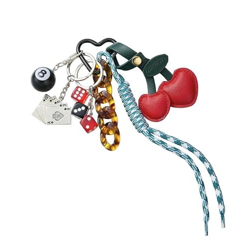 WEWAYSMILE Designer Rope Bag Charm Cherry Purse Charms for Handbags 8 Ball Keychain for Backpacks Wallets Car Key Accessories - Image 1