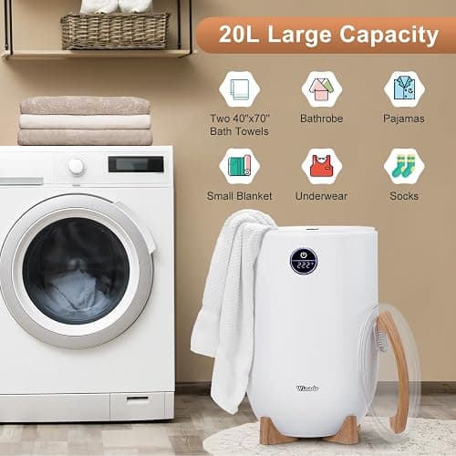 Winado Towel Warmer Bucket Style, Large Towel Heater w/Remote Control, Adjustable Time, LED Display, Fragrance Holder, Child Safety Lock, Fit Up to 2 Oversized Towels for Bathroom, Hot Tub thumbnail 4