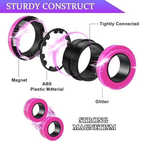 Cevioce Easter Basket Stuffers,9 PCS Magnetic Ring Fidget Toys Set for Adults Teens Boys,ADHD Anxiety Magnetic Fidget Spinner,Birthdays Gifts for Kids Coolest Magnet Stress Relief Toy for 8+ Year Old thumbnail 2