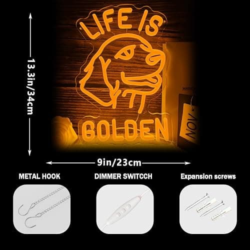 Golden Retriever Neon Sign Dimmable Dog Neon Sign for Wall Decor Golden Retriever Neon Light Up Sign for Bedroom Living Room Kids Room Christmas Christmas Gifts for Golden Retriever Lovers thumbnail 3