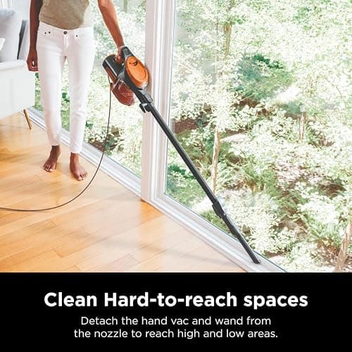 Shark Rocket Ultra-Light Corded Bagless Vacuum for Carpet and Hard Floor Cleaning with Swivel Steering (HV301), Gray/Orange thumbnail 3